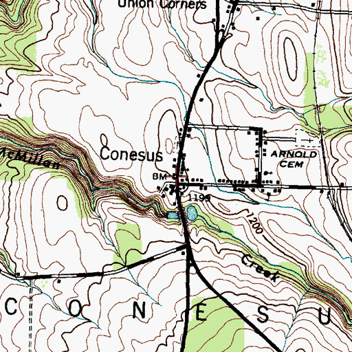 Topographic Map of Conesus, NY