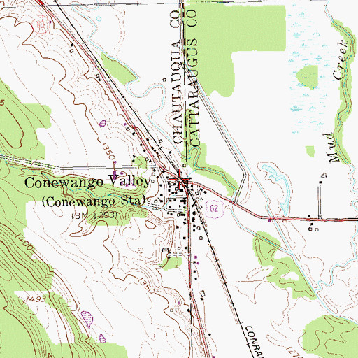 Topographic Map of Conewango Valley, NY