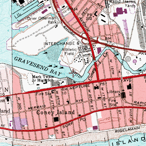 Topographic Map of Coney Island Creek, NY
