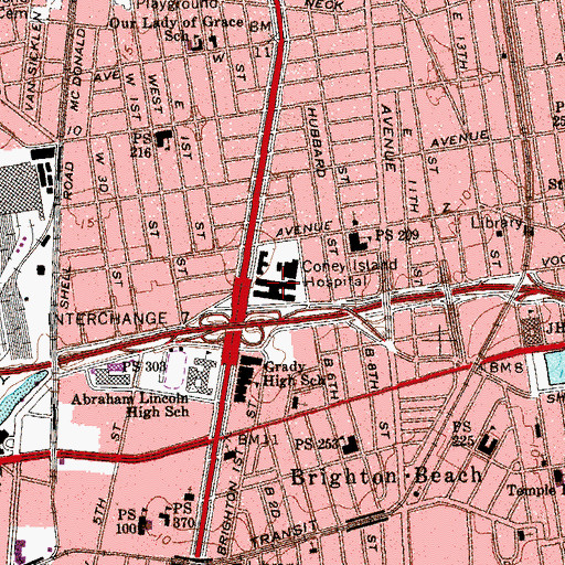 Topographic Map of Coney Island Hospital, NY