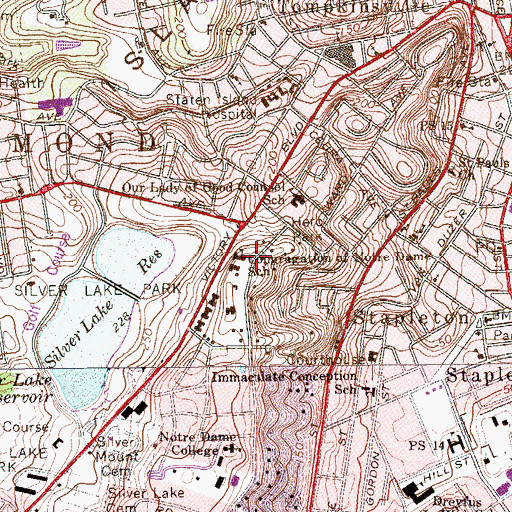 Topographic Map of Congregation of Notre Dame School, NY