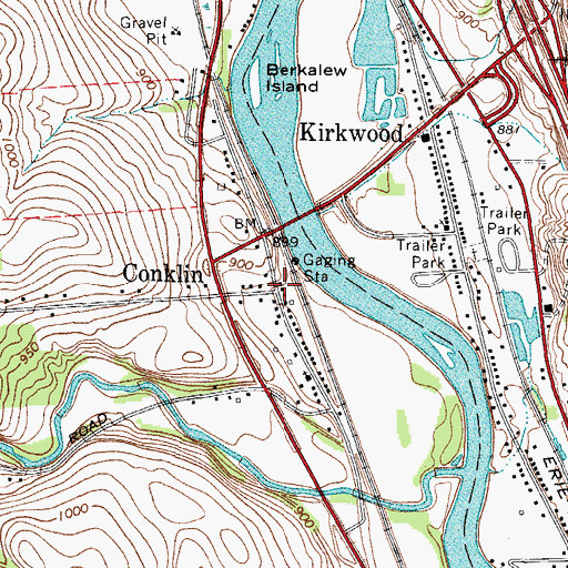 Topographic Map of Conklin, NY