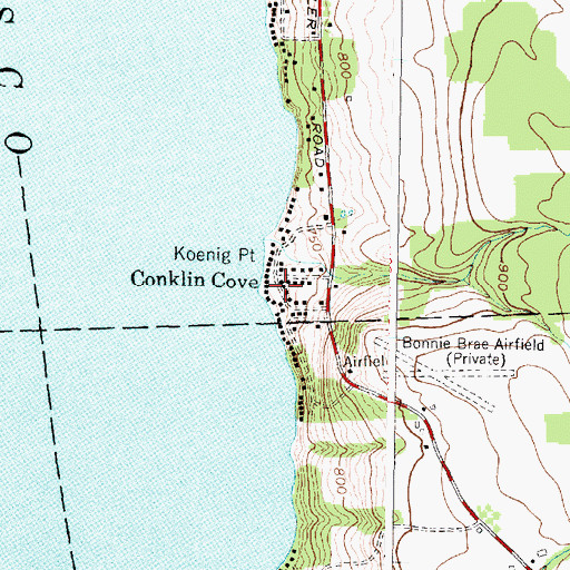 Topographic Map of Conklin Cove, NY