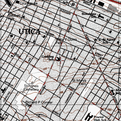 Topographic Map of Roscoe Conkling School (historical), NY