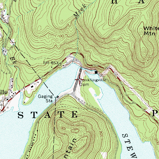 Topographic Map of Conklingville Dam, NY