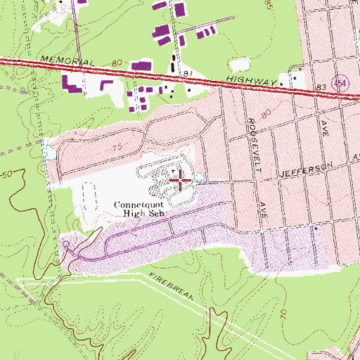 Topographic Map of Connetquot High School, NY