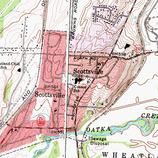 Topographic Map of T J Connor Elementary School, NY