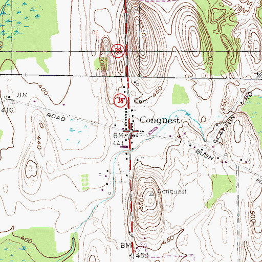 Topographic Map of Conquest, NY