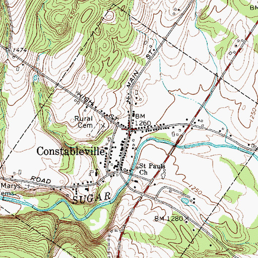 Topographic Map of Constableville, NY