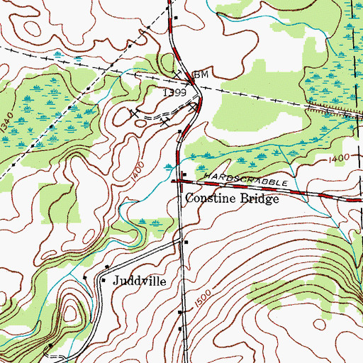 Topographic Map of Constine Bridge, NY