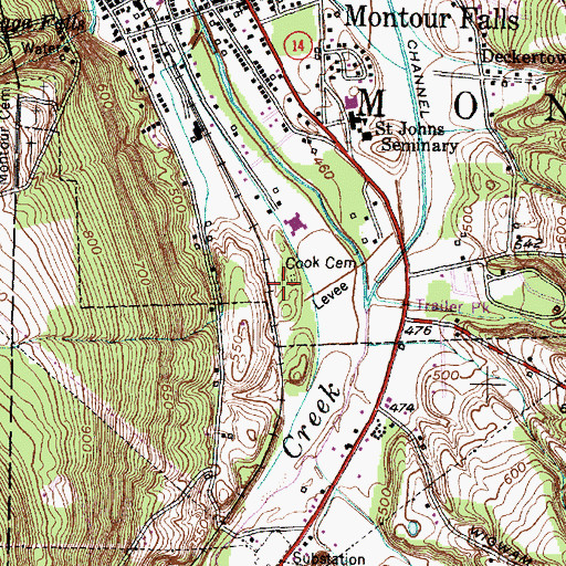 Topographic Map of Cook Cemetery, NY