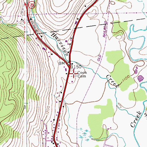 Topographic Map of Cook Cemetery, NY