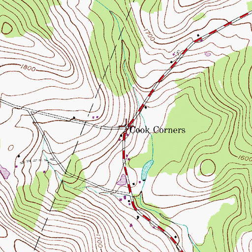 Topographic Map of Cook Corners, NY