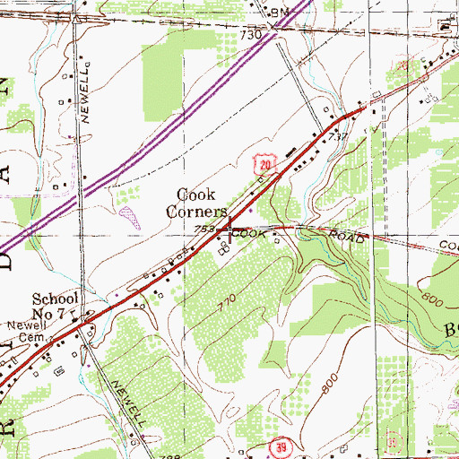 Topographic Map of Cook Corners, NY