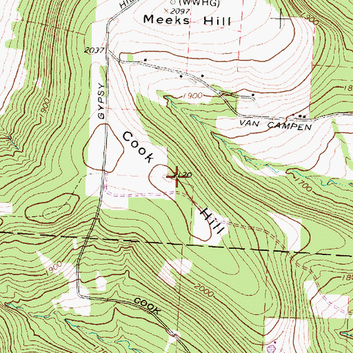 Topographic Map of Cook Hill, NY