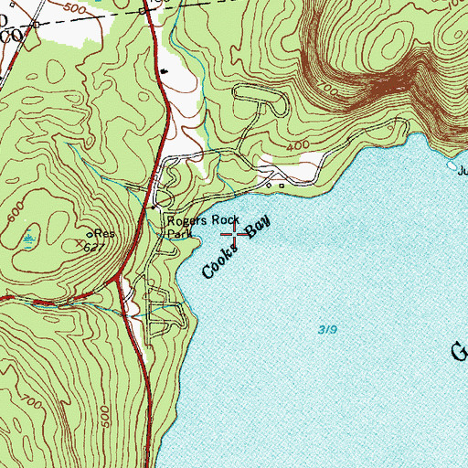 Topographic Map of Cooks Bay, NY