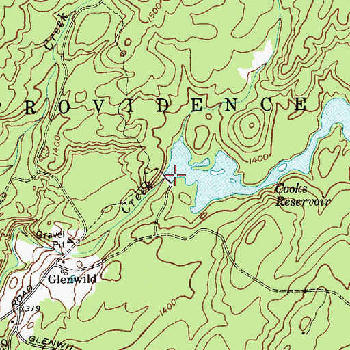 Topographic Map of Cooks Reservoir, NY