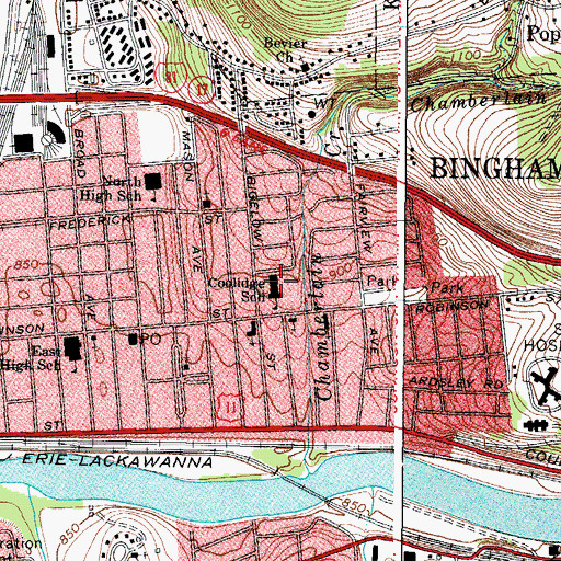 Topographic Map of Coolidge School, NY