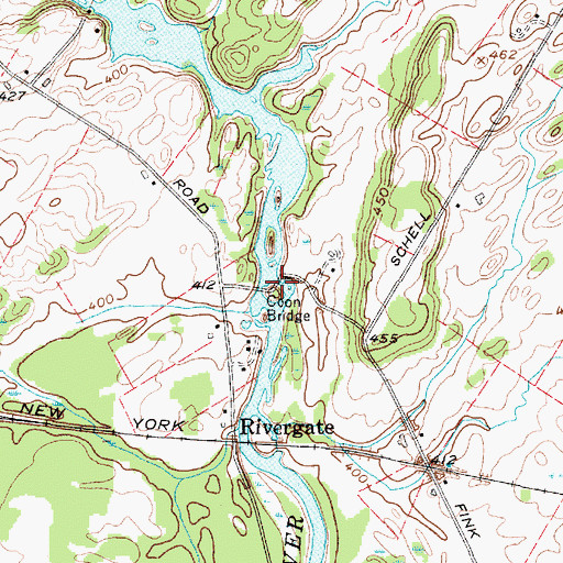 Topographic Map of Coon Bridge, NY