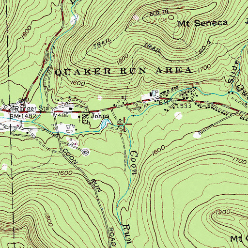 Topographic Map of Coon Run, NY