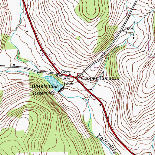 Topographic Map of Cooper Corners, NY