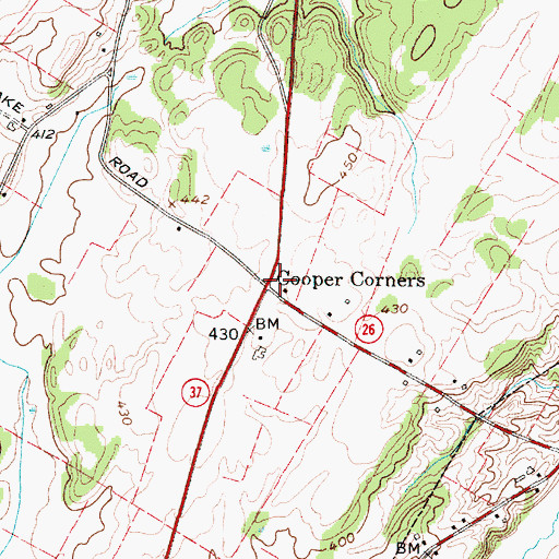 Topographic Map of Cooper Corners, NY