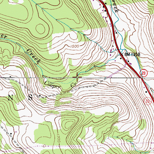 Topographic Map of Cooper Creek, NY