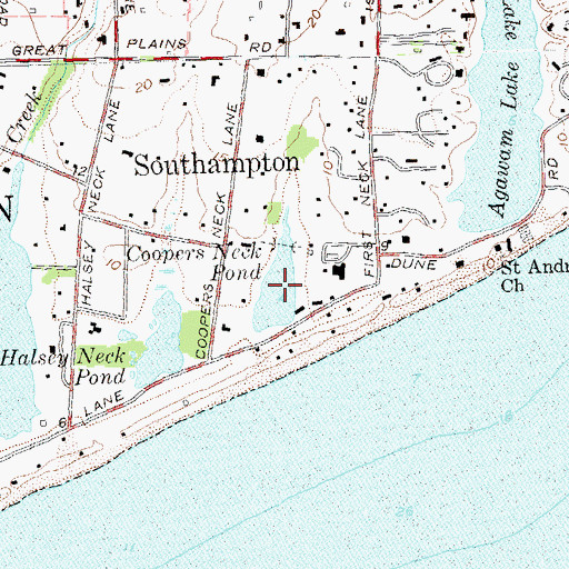 Topographic Map of Coopers Neck Pond, NY