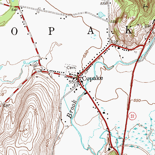 Topographic Map of Copake, NY