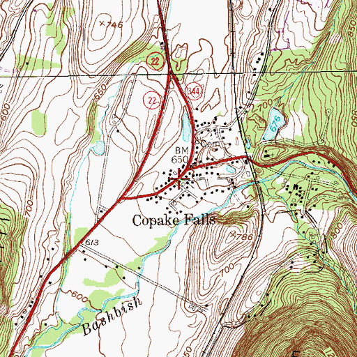 Topographic Map of Copake Falls, NY