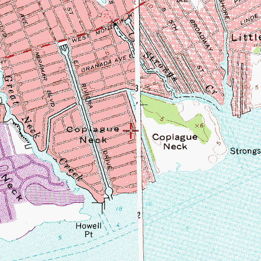 Topographic Map of Copiague Neck, NY