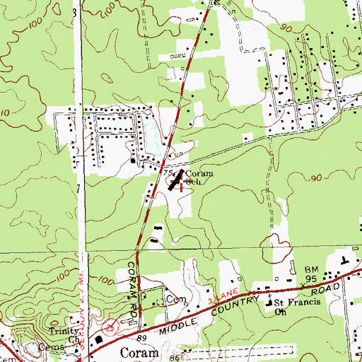 Topographic Map of Coram Elementary School, NY