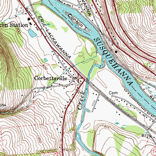 Topographic Map of Corbettsville, NY