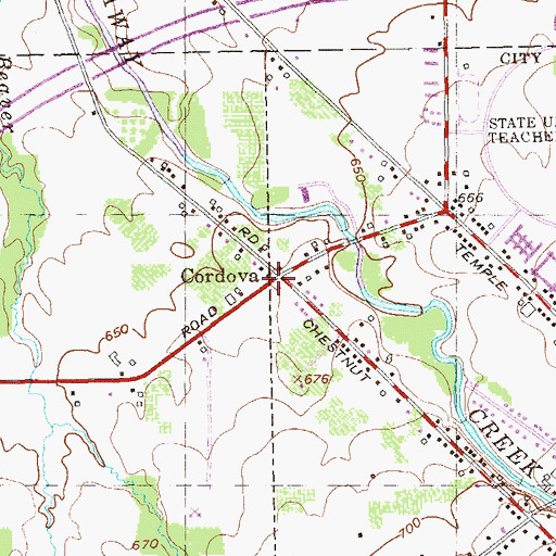 Topographic Map of Cordova, NY