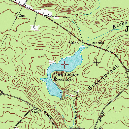 Topographic Map of Cork Center Reservoir, NY