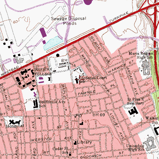 Topographic Map of Cornelius Court School, NY