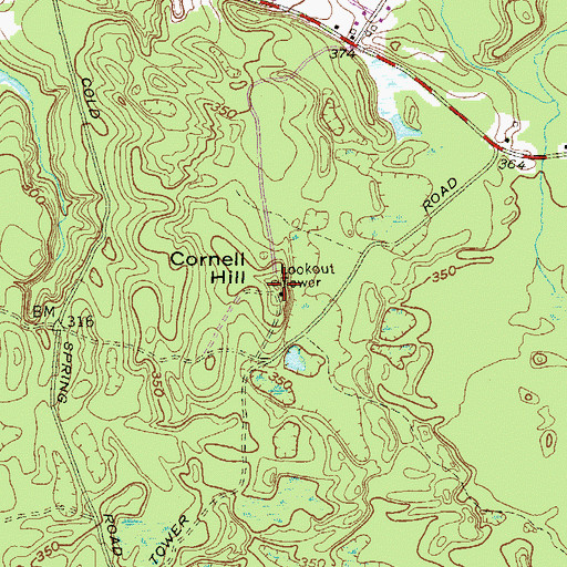 Topographic Map of Cornell Hill, NY