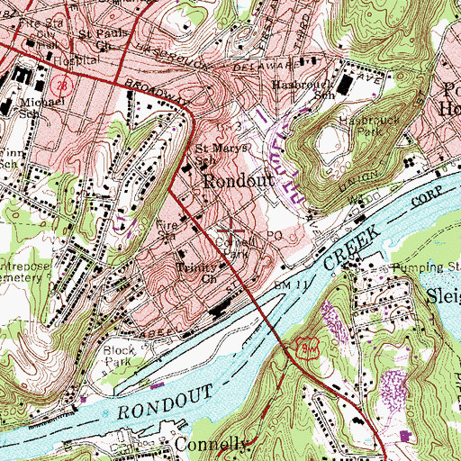 Topographic Map of Cornell Park, NY
