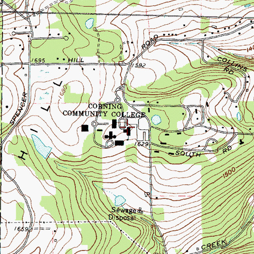Topographic Map of Corning Community College, NY