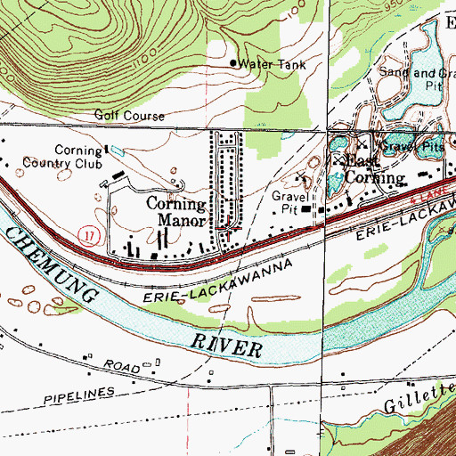 Topographic Map of Corning Manor, NY