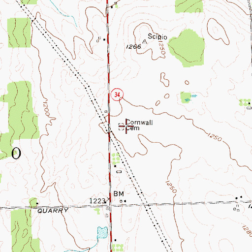 Topographic Map of Cornwall Cemetery, NY