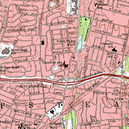 Topographic Map of Cornwell Avenue Elementary School, NY