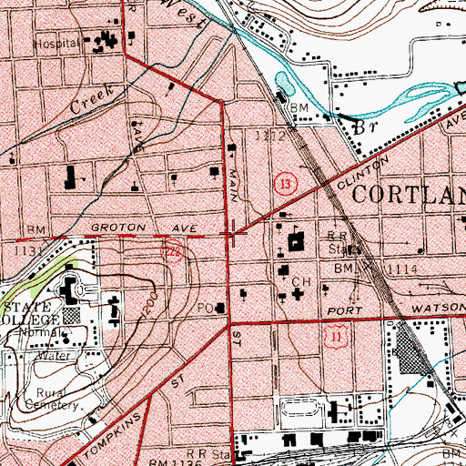 Topographic Map of Cortland, NY