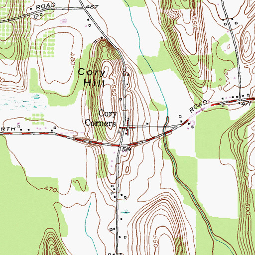Topographic Map of Cory Corners, NY