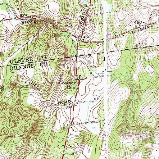 Topographic Map of Cosman Cemetery, NY