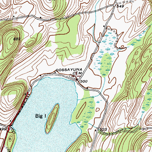 Topographic Map of Cossayuna Lake Cemetery, NY