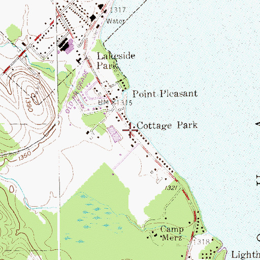 Topographic Map of Cottage Park, NY