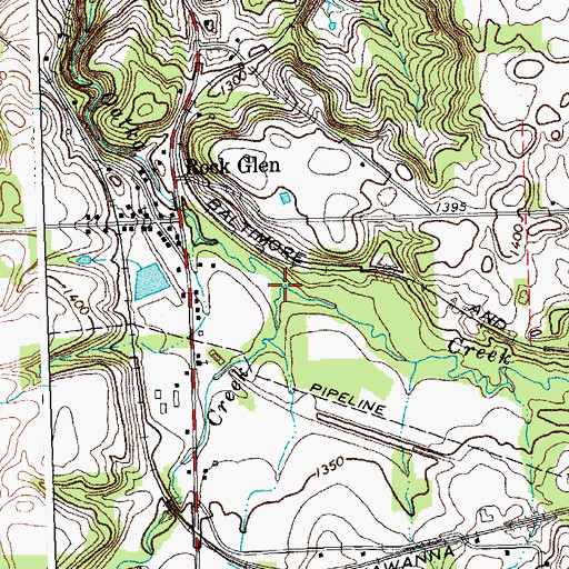 Topographic Map of Cotton Creek, NY