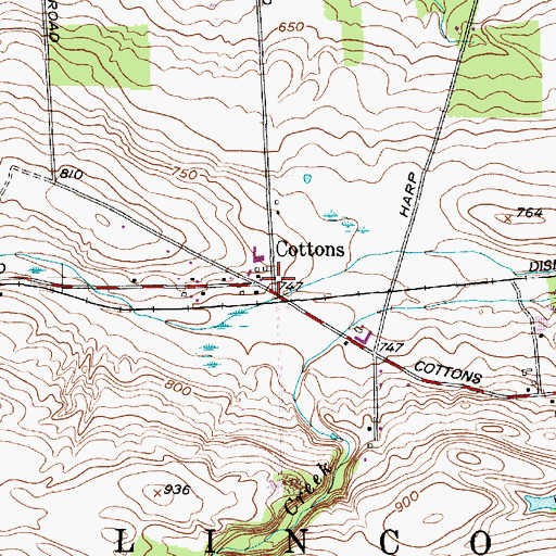 Topographic Map of Cottons, NY