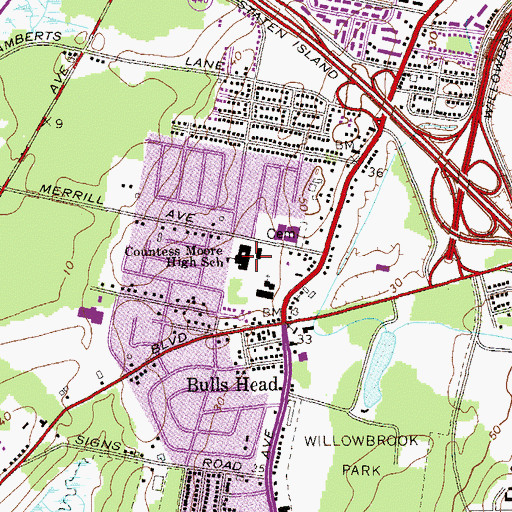 Topographic Map of Moore Catholic High School, NY